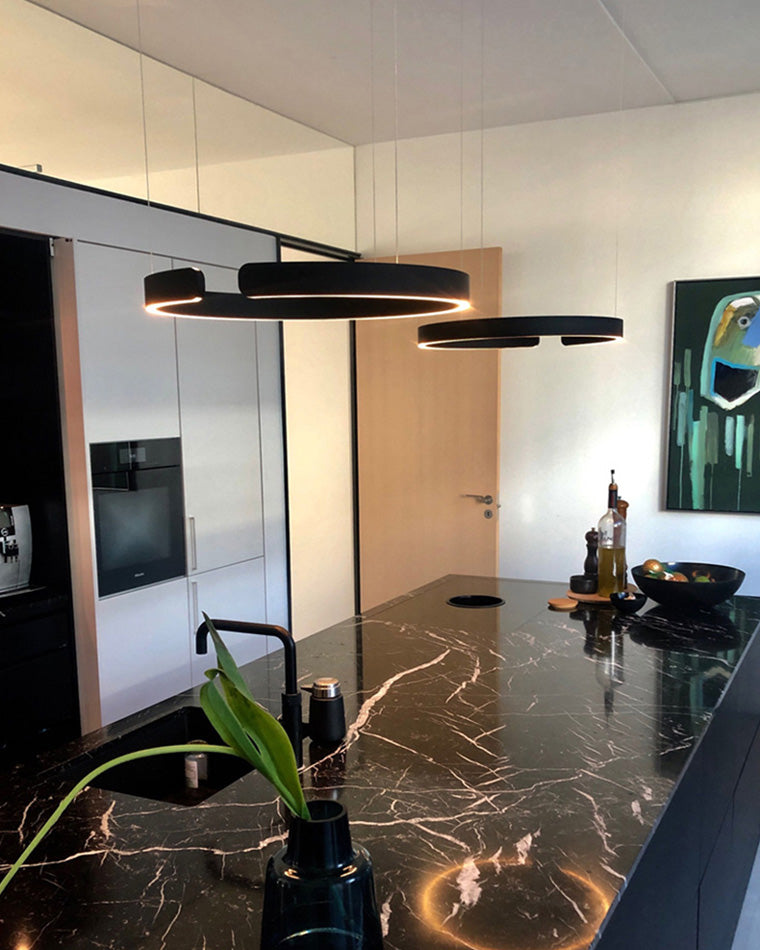 WOMO Black/Gold Ring LED Chandelier-WM2009