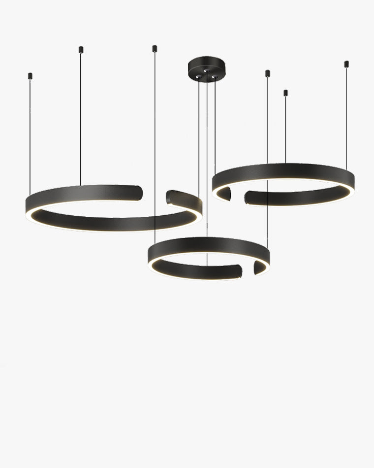 WOMO Schwarz/Gold Ring Led Kronleuchter-WM2009