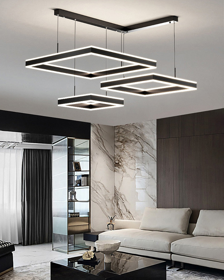 Lustre étagé WOMO, carré, noir-WM2016