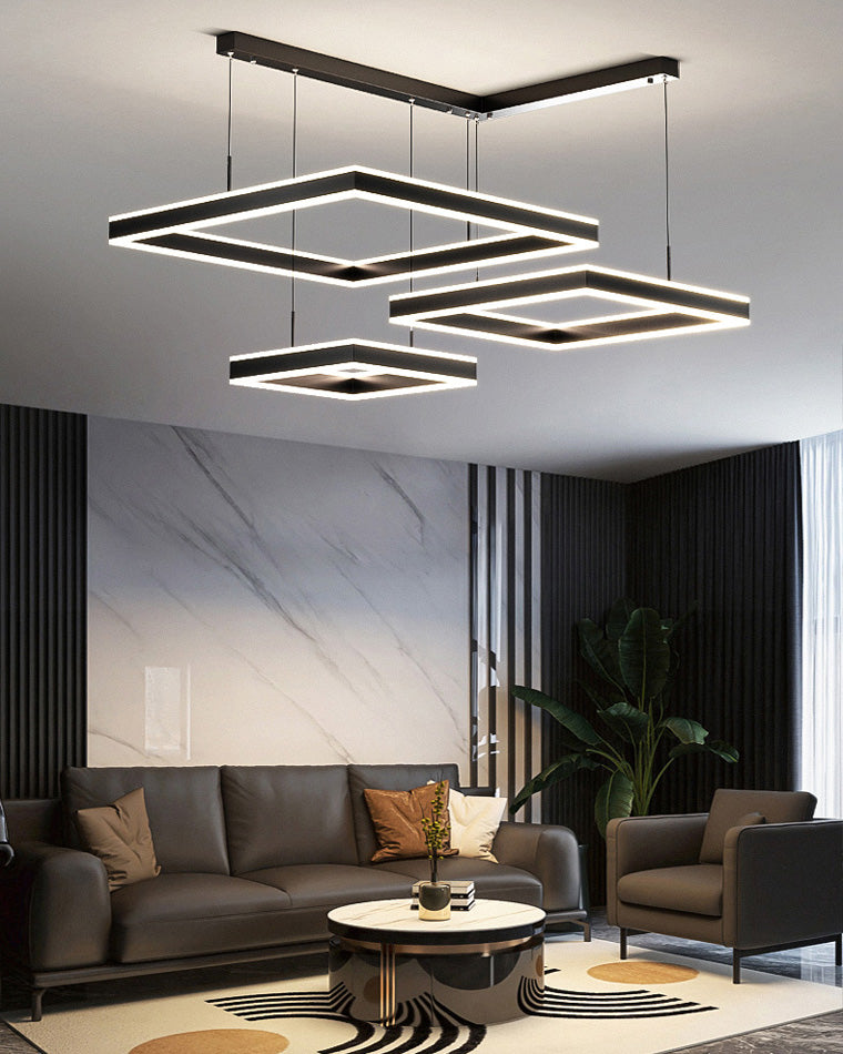 Lustre étagé WOMO, carré, noir-WM2016