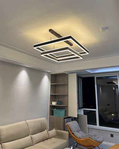 WOMO Tiered Black Square Chandelier-WM2016