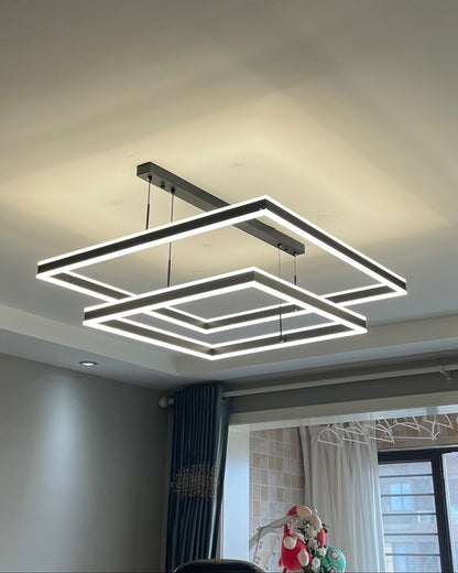 WOMO Tiered Black Square Chandelier-WM2016