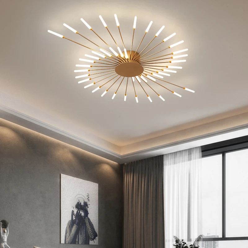 WOMO Unusual LED Ceiling Light Black Metal Large Living Room Modern-WM1000
