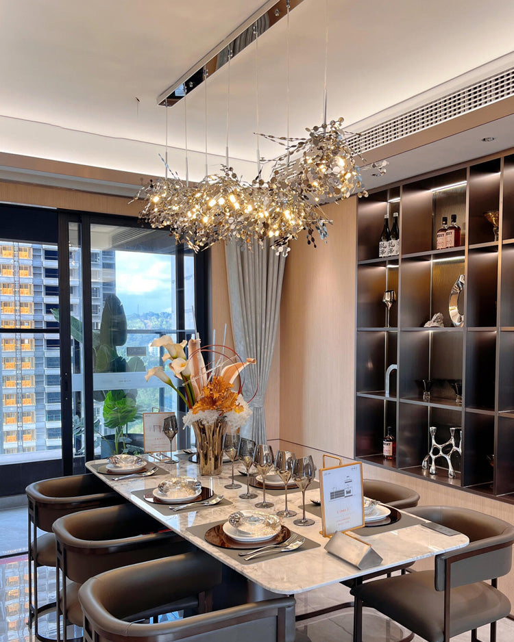 WOMO Cluster Pendant Light Silver Gold Dining Table Modern-WM2042