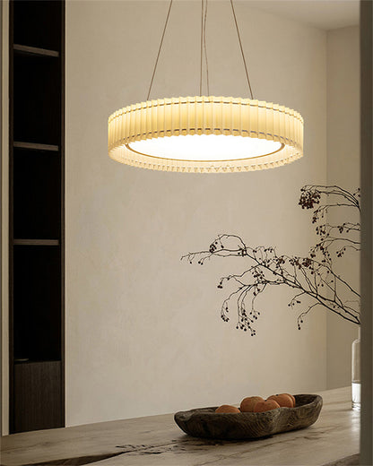 WOMO Round Pleated Fabric Pendant Light-WM2050