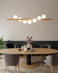 WOMO Lustre linéaire globe en bois-WM2055