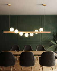 WOMO Lustre linéaire globe en bois-WM2055