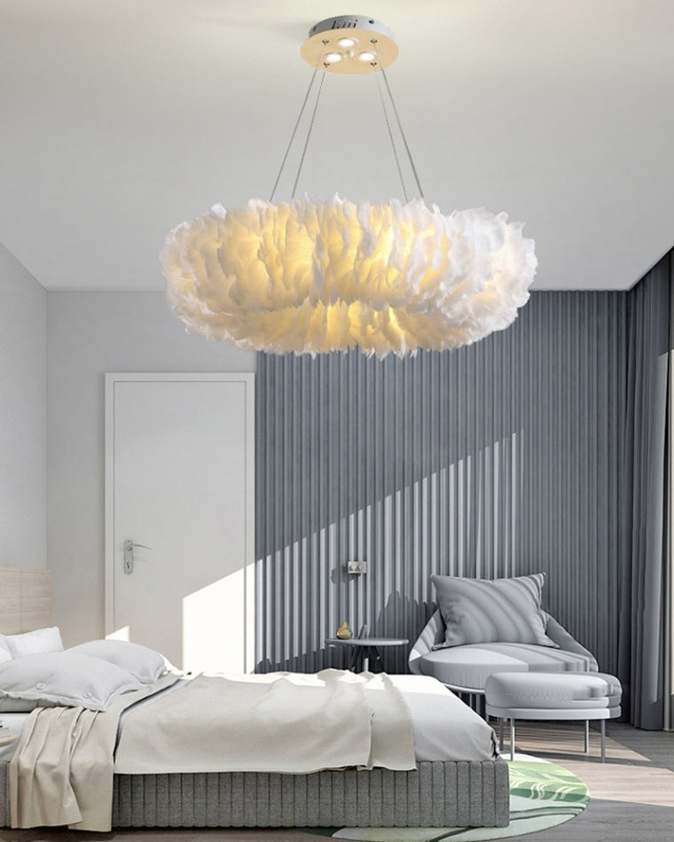 WOMO Feder Pendelleuchte Rund Schlafzimmer-WM2060