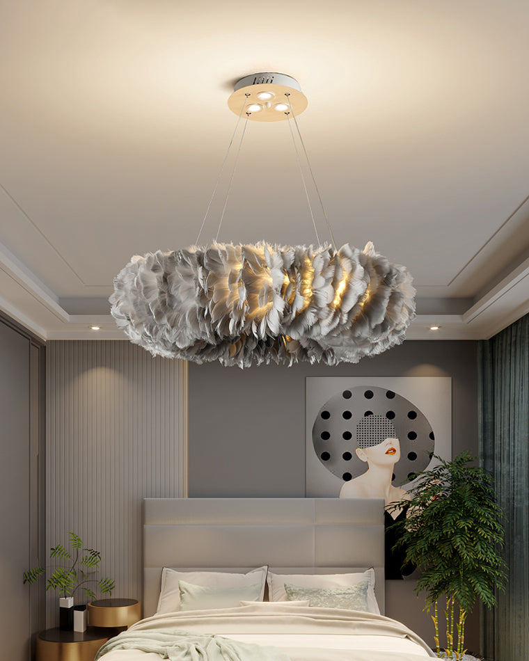 WOMO Feder Pendelleuchte Rund Schlafzimmer-WM2060