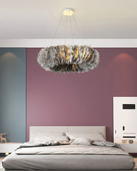 WOMO Feather Pendant Light Round Bedroom-WM2060