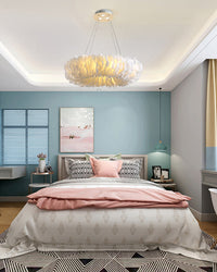 WOMO Feather Pendant Light Round Bedroom-WM2060