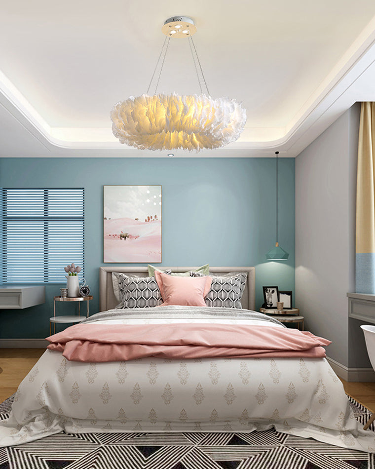 WOMO Feder Pendelleuchte Rund Schlafzimmer-WM2060