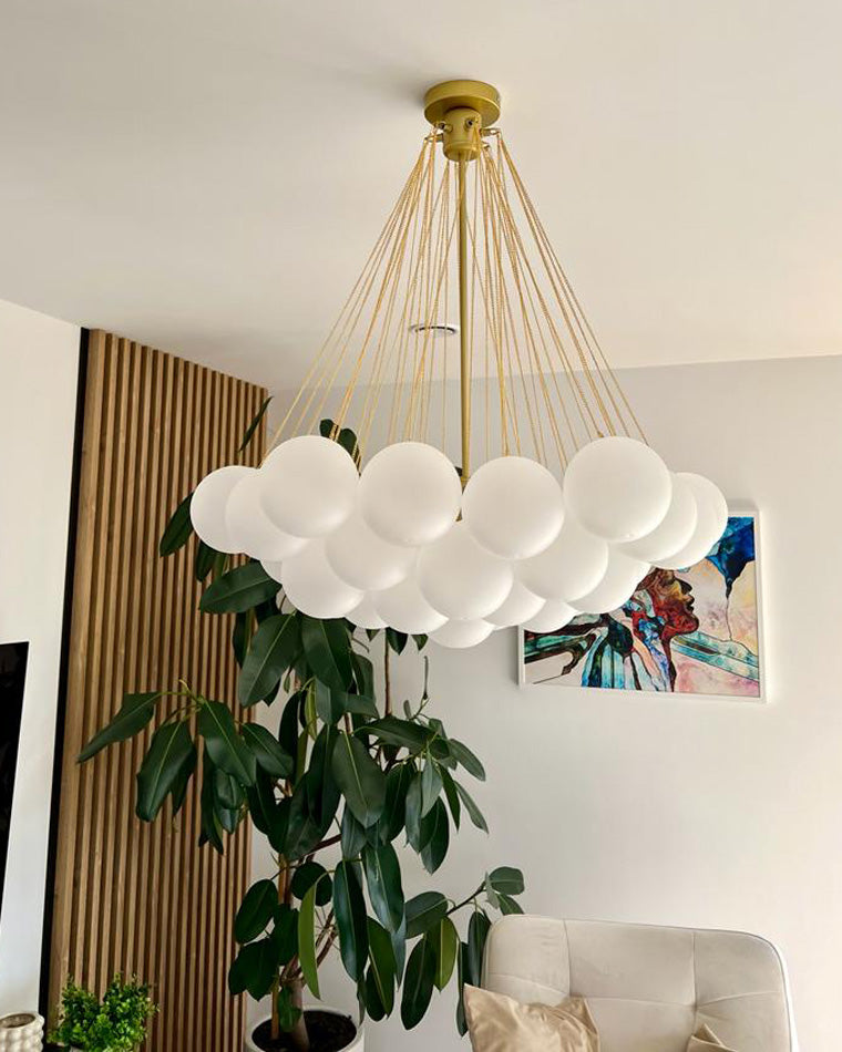WOMO Cluster Milchglas-Blasen-Kronleuchter-WM2068