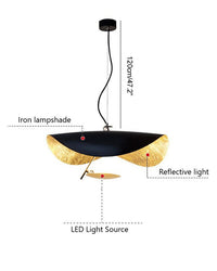 WOMO Moderne Pendelleuchte Indirekt Schwarz Gold Esstisch Metall-WM2088