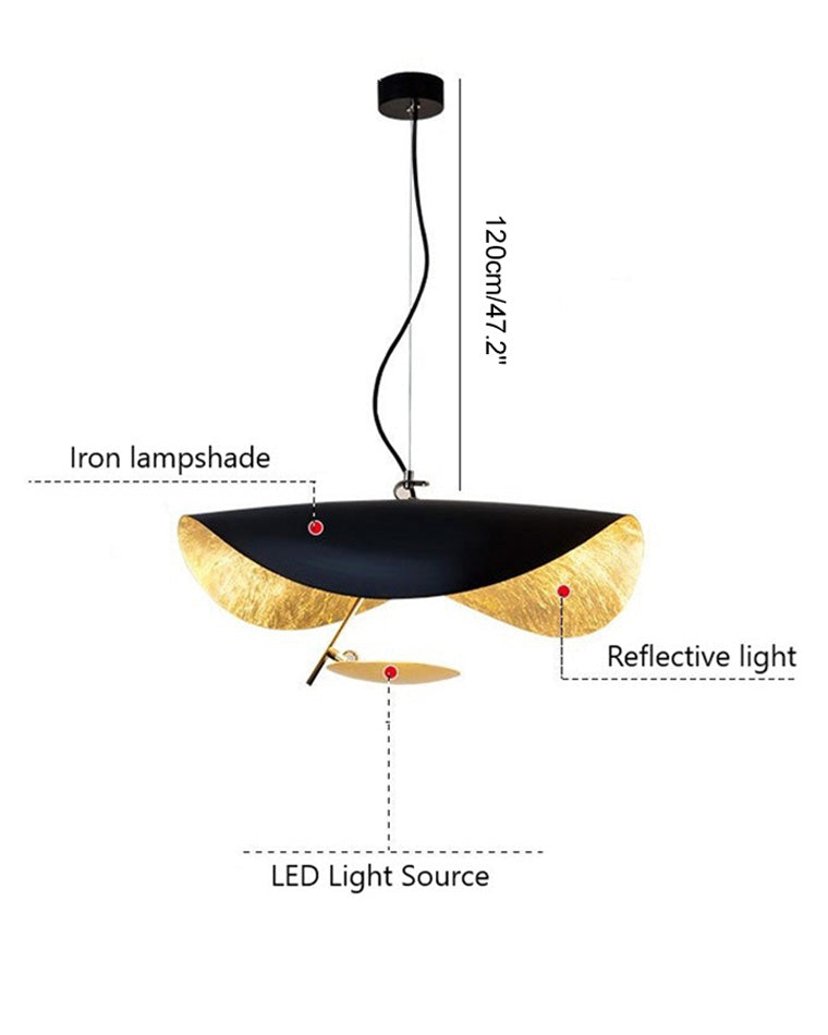 WOMO Moderne Pendelleuchte Indirekt Schwarz Gold Esstisch Metall-WM2088