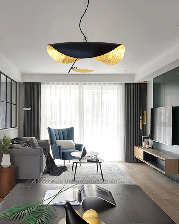 WOMO Moderne Pendelleuchte Indirekt Schwarz Gold Esstisch Metall-WM2088