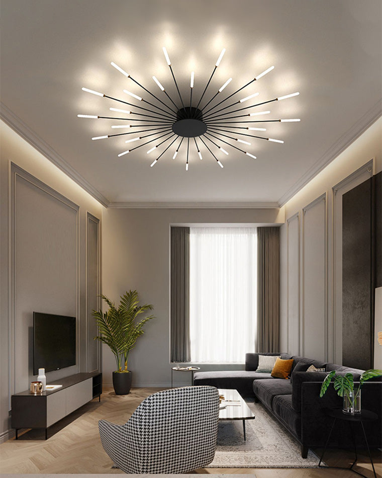 WOMO Unusual LED Ceiling Light Black Metal Large Living Room Modern-WM1000