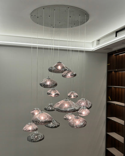 WOMO Cascading Blown Glass Pendant Chandelier-WM2101b