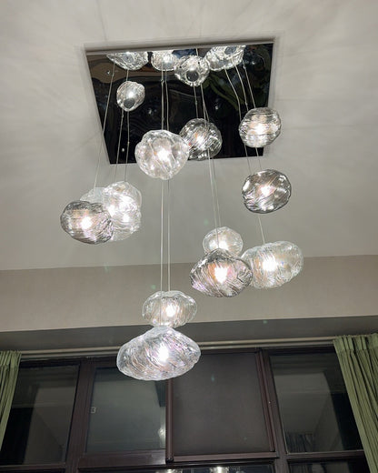 WOMO Cascading Blown Glass Pendant Chandelier-WM2101b