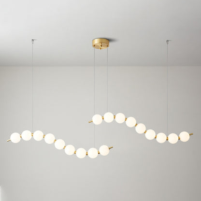 WOMO Pearl Globe Brass Dining Room Chandelier-WM2102d