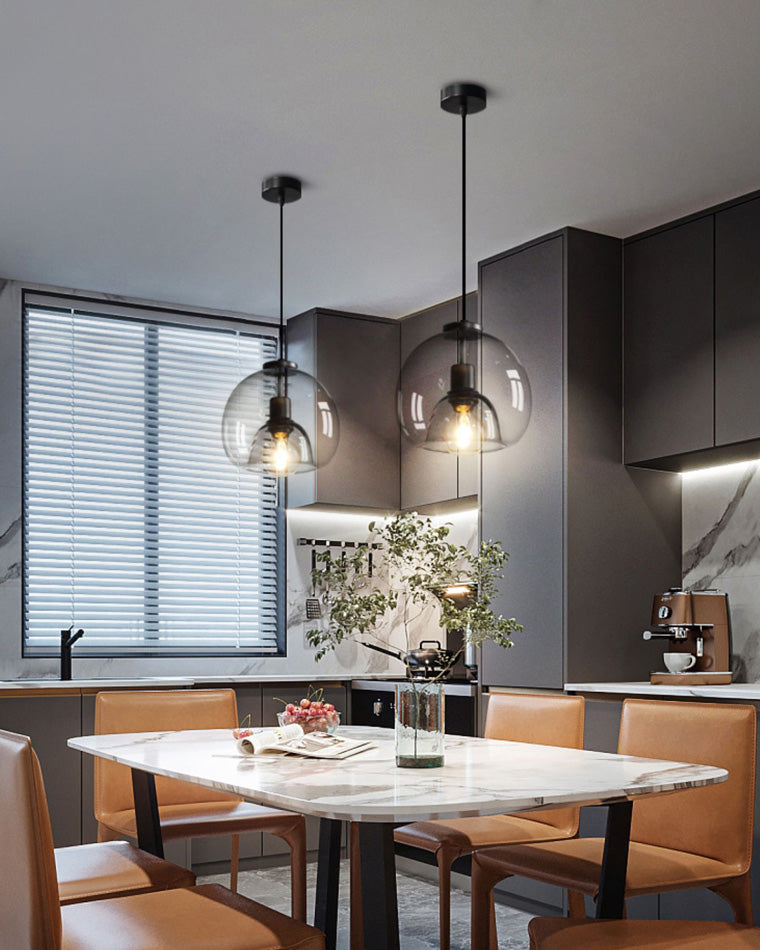 WOMO Pendelleuchte aus geblasenem Rauchglas/Bernsteinglas-WM2108