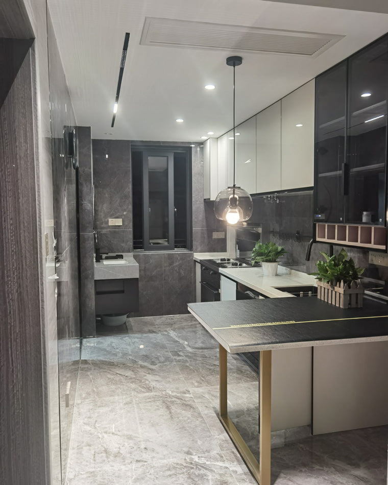 WOMO Pendelleuchte aus geblasenem Rauchglas/Bernsteinglas-WM2108