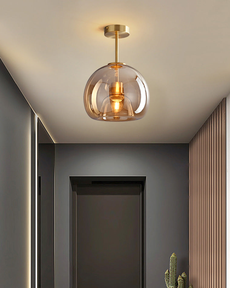 WOMO Pendelleuchte aus geblasenem Rauchglas/Bernsteinglas-WM2108