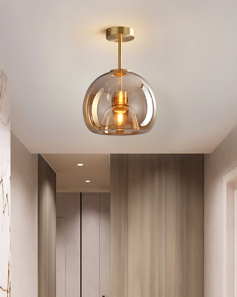 WOMO Pendelleuchte aus geblasenem Rauchglas/Bernsteinglas-WM2108