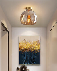 Suspension WOMO en verre soufflé fumé/verre ambré-WM2108