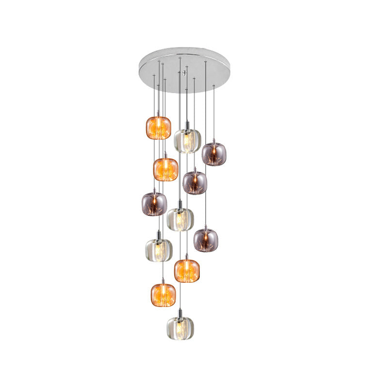 WOMO Chandelier with Multiple Colored Glass Pendant Lights - WM2111
