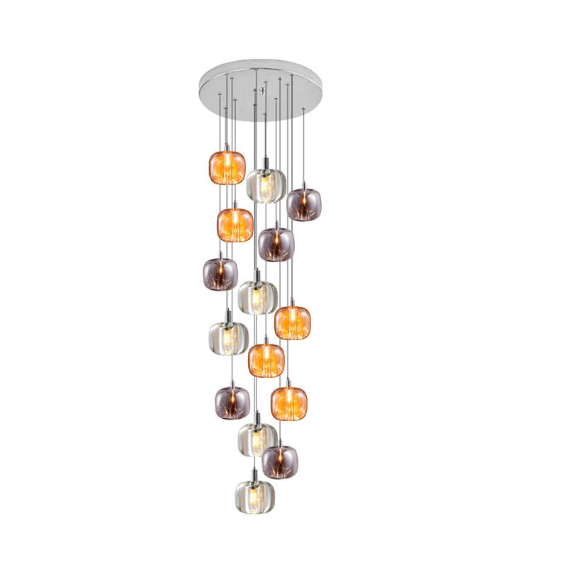 WOMO Chandelier with Multiple Colored Glass Pendant Lights - WM2111