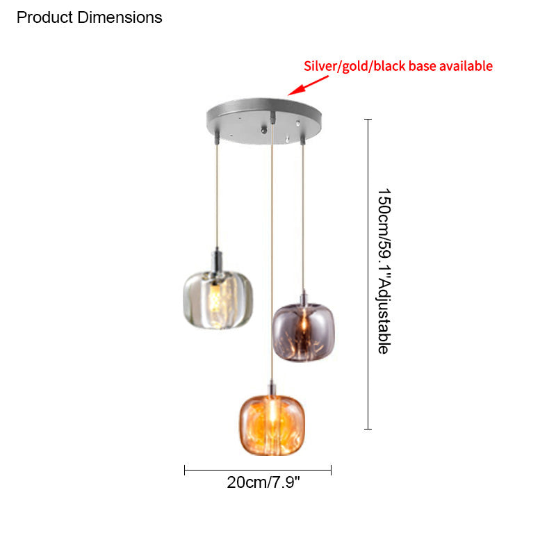 WOMO Chandelier with Multiple Colored Glass Pendant Lights - WM2111