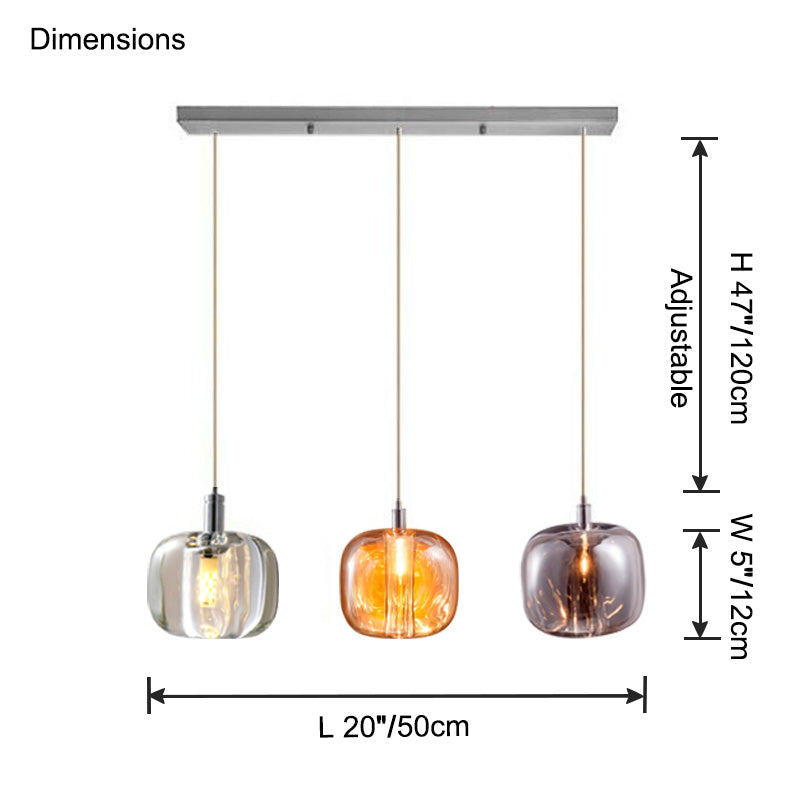 WOMO Chandelier with Multiple Colored Glass Pendant Lights - WM2111