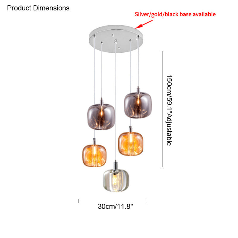 WOMO Chandelier with Multiple Colored Glass Pendant Lights - WM2111