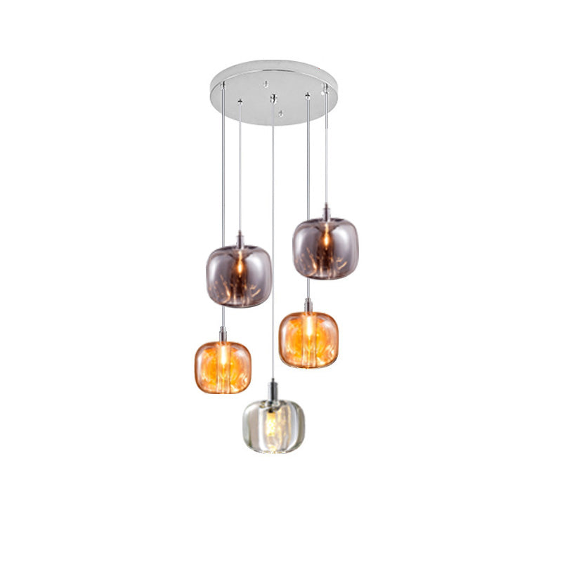 WOMO Chandelier with Multiple Colored Glass Pendant Lights - WM2111