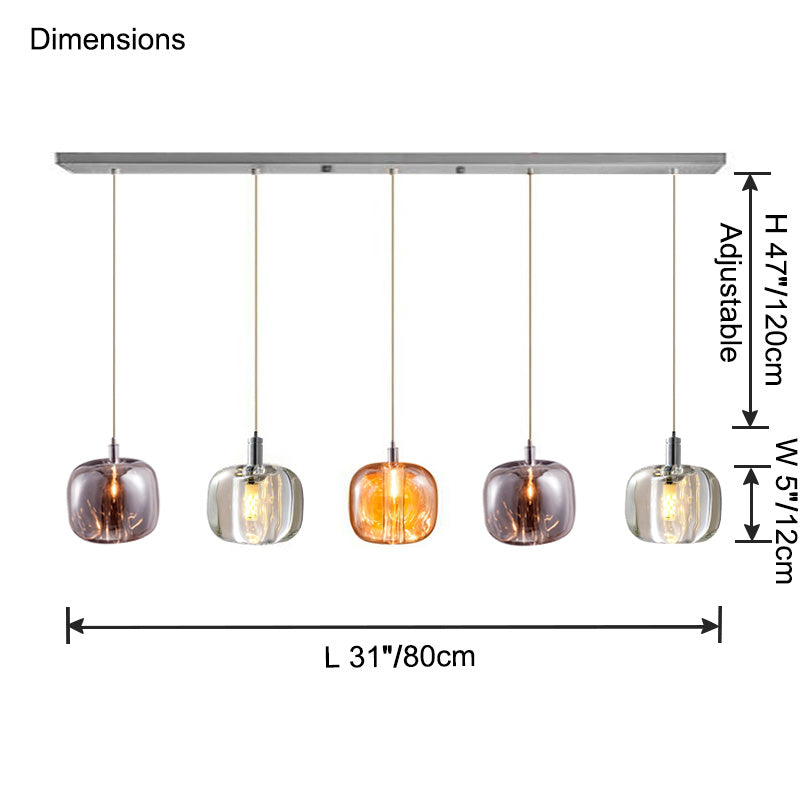WOMO Chandelier with Multiple Colored Glass Pendant Lights - WM2111