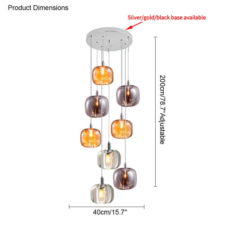 WOMO Chandelier with Multiple Colored Glass Pendant Lights - WM2111