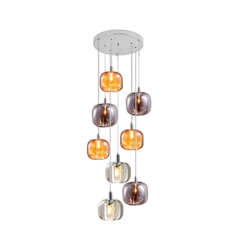 WOMO Chandelier with Multiple Colored Glass Pendant Lights - WM2111