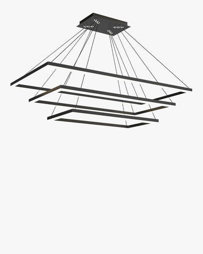 WOMO Black Tiered Rectangular Chandelier-WM2120