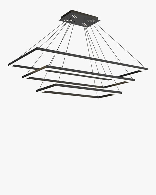 WOMO Black Tiered Rectangular Chandelier-WM2120