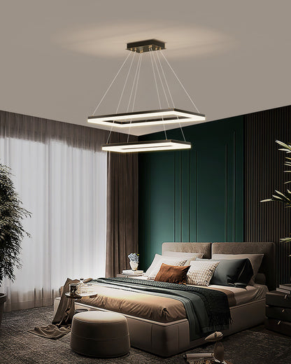 WOMO Black Tiered Rectangular Chandelier-WM2120