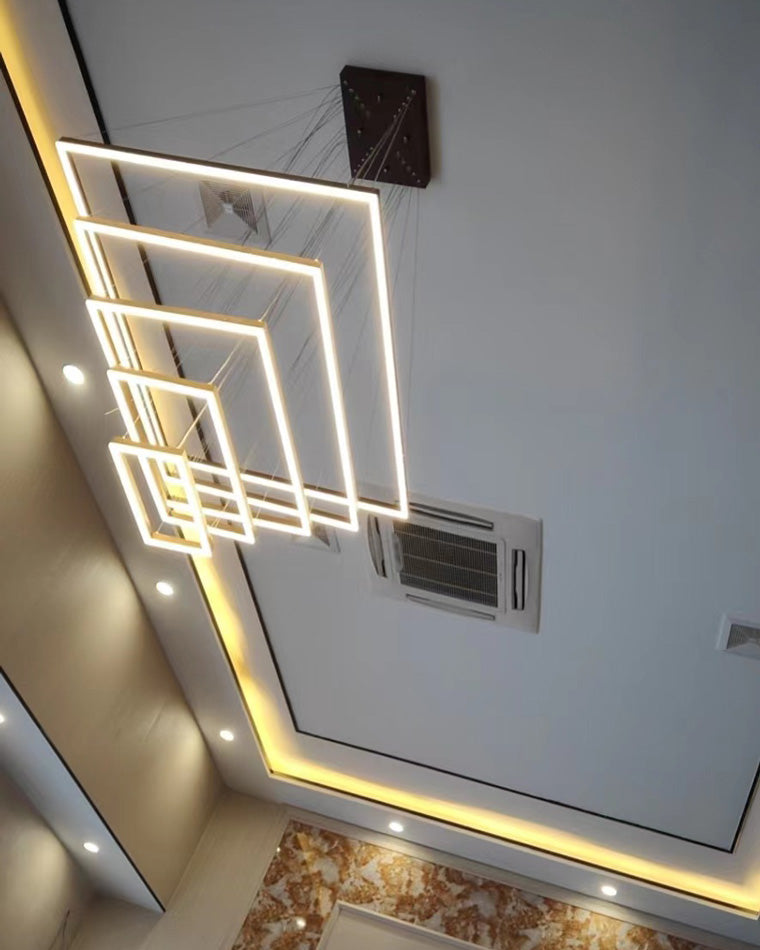 WOMO Metall Schwarzer LED Kronleuchter Rechteckig Für hohe decken-WM2120