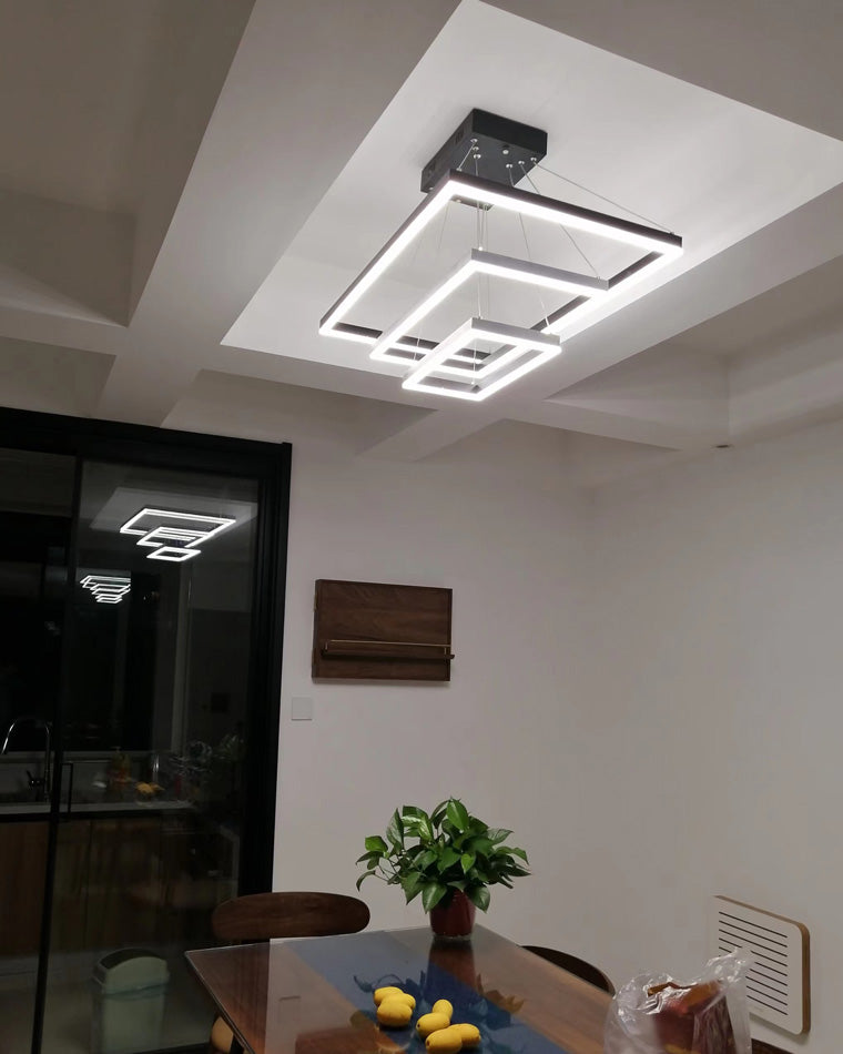 WOMO Metall Schwarzer LED Kronleuchter Rechteckig Für hohe decken-WM2120
