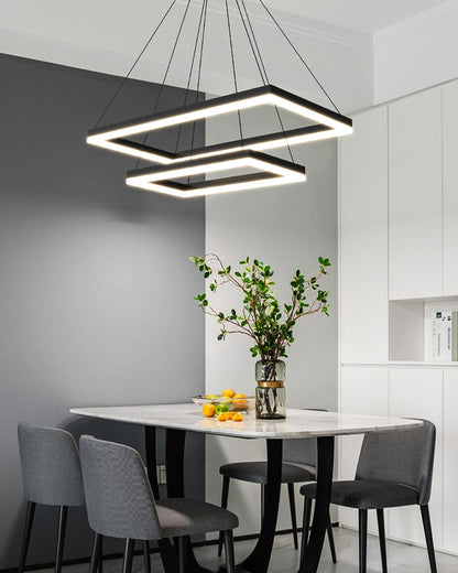 WOMO Black Tiered Rectangular Chandelier-WM2120