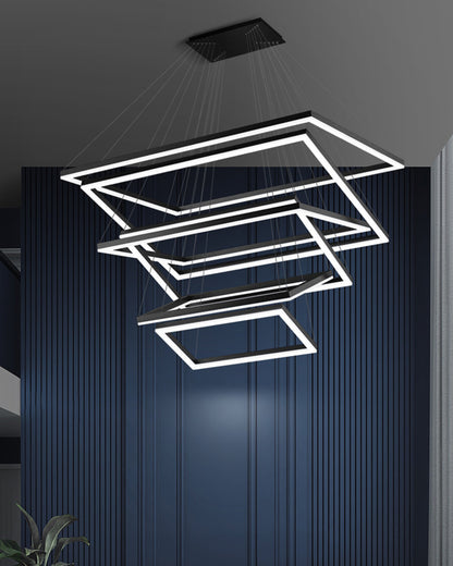 WOMO Black Tiered Rectangular Chandelier-WM2120