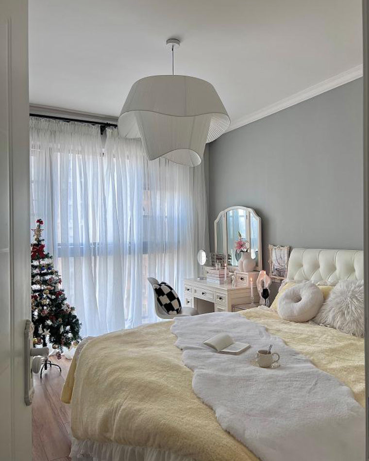 WOMO Suspension luminaire cylindrique plissée en tissu - WM2130