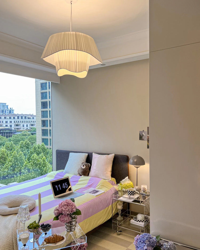 WOMO Suspension luminaire cylindrique plissée en tissu - WM2130