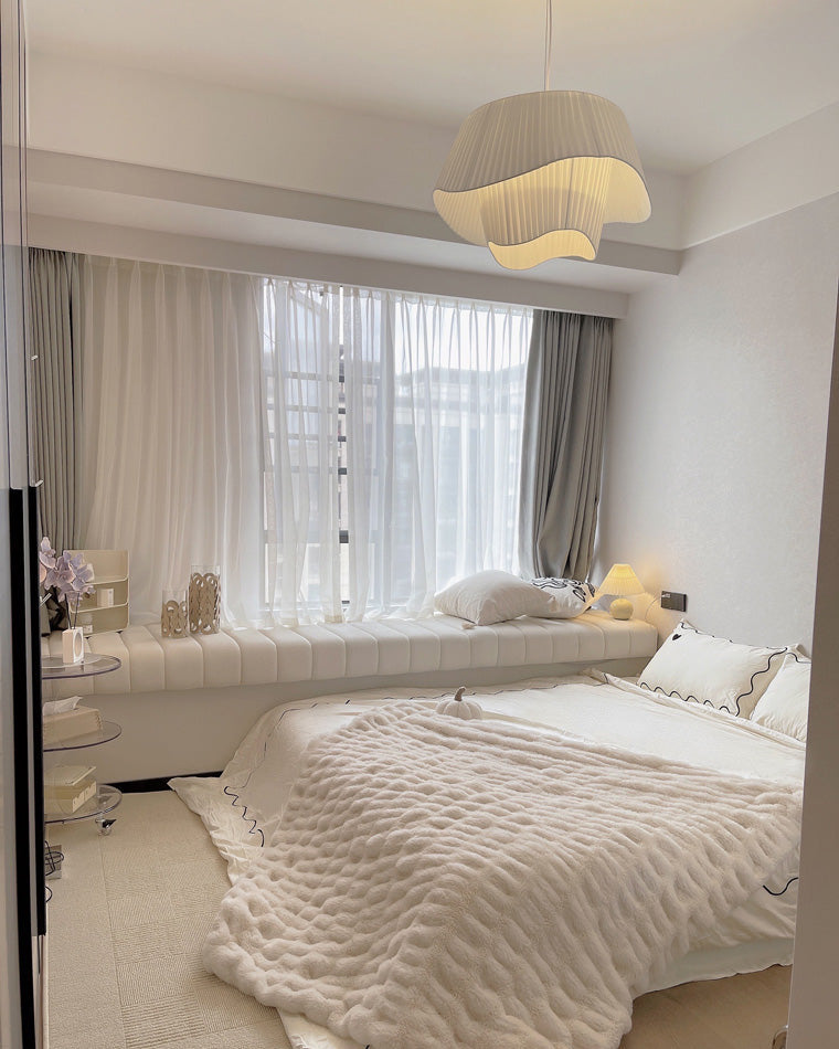 WOMO Suspension luminaire cylindrique plissée en tissu - WM2130