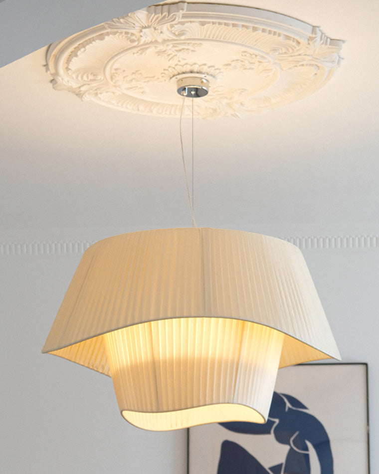 WOMO Suspension luminaire cylindrique plissée en tissu - WM2130