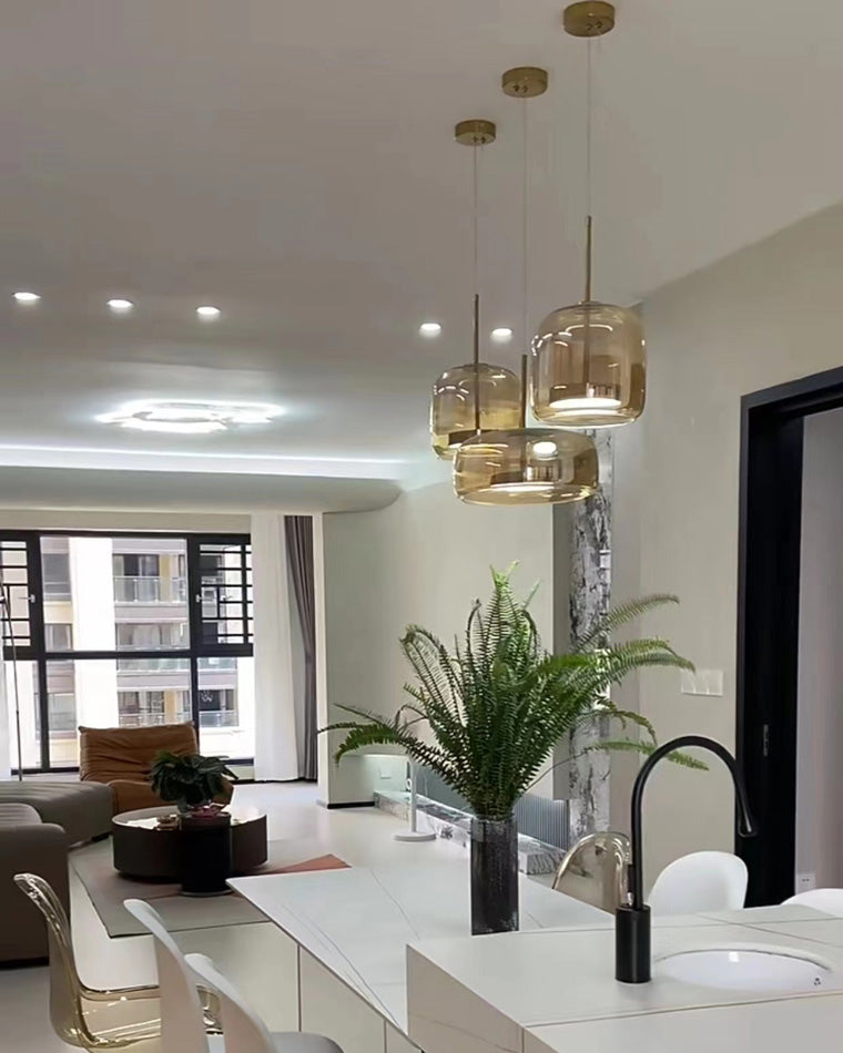 WOMO LED Pendelleuchte Rund Glas Küche Modern-WM2145